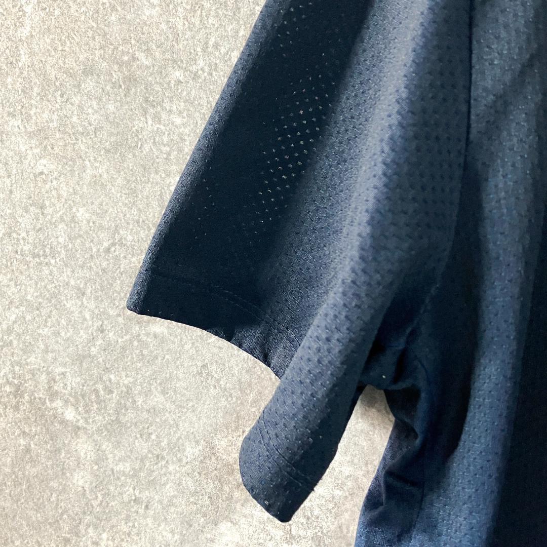 NIKE　ランニングシャツ　半袖　ブルー　メッシュ　プリント　DRI-FIT