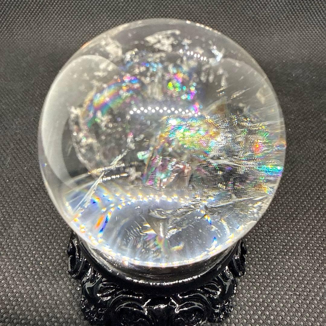 爆虹♪高品質　水晶　スフィア【レインボー、アイリス】ランダム台座セット♪