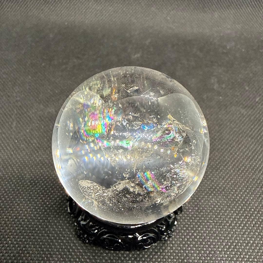 爆虹♪高品質　水晶　スフィア【レインボー、アイリス】ランダム台座セット♪