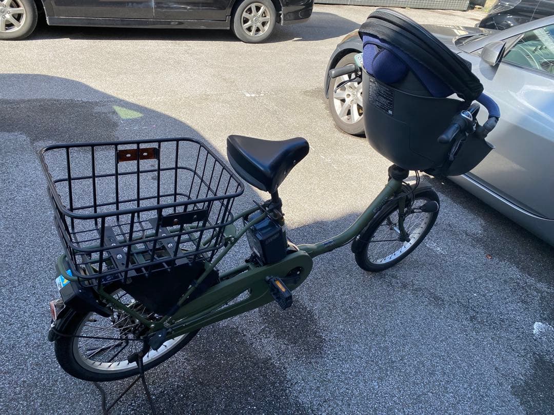 電動アシスト自転車 チャイルドシート付き マットモスグリーン（カーキー色）