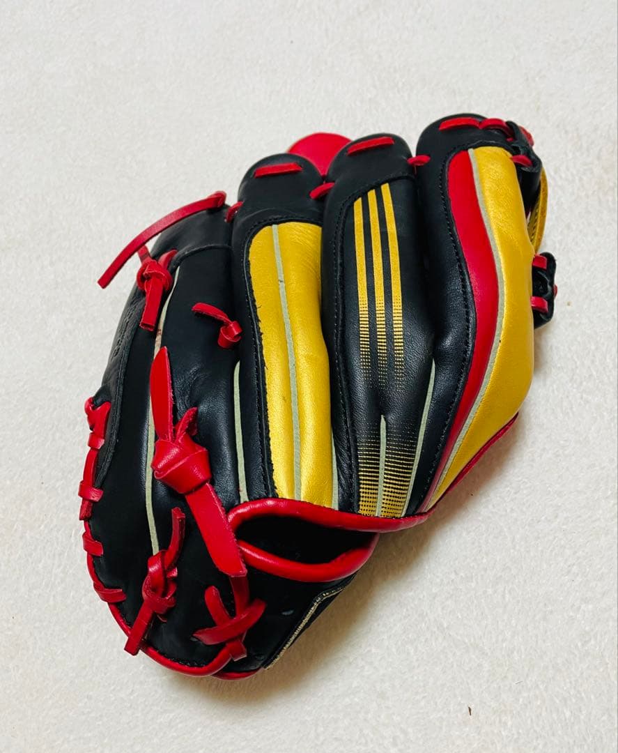 adidas アディダス　野球　軟式グローブ　DO415 メタリック　赤黒黄