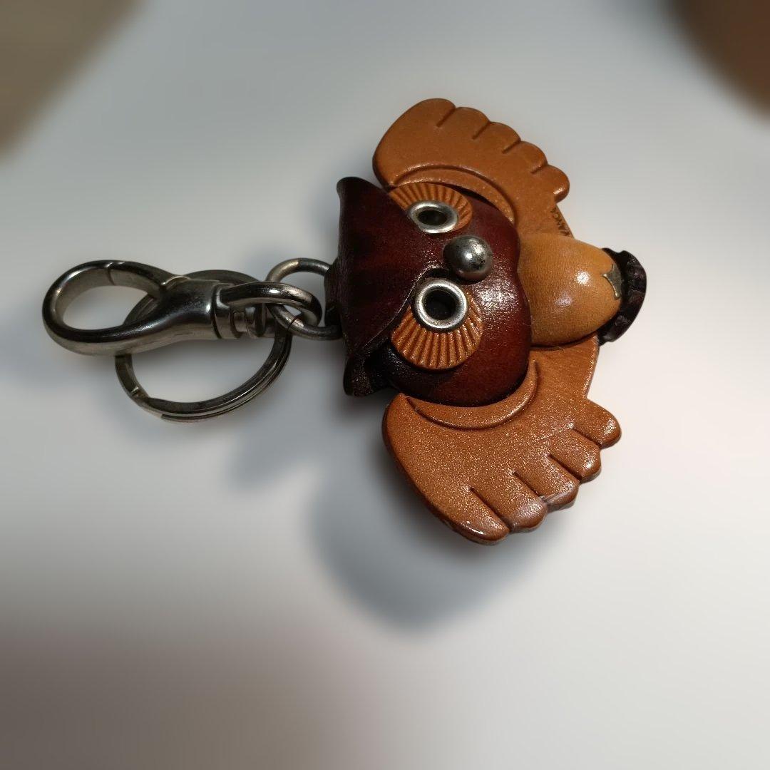 300..シマフクロウ型キーホルダー手作り作品