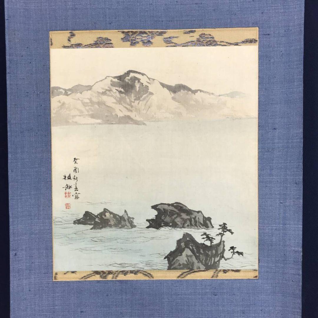 真作/羽田桂舟/春の海図/春の掛軸/掛軸/名家伝来/AK-355
