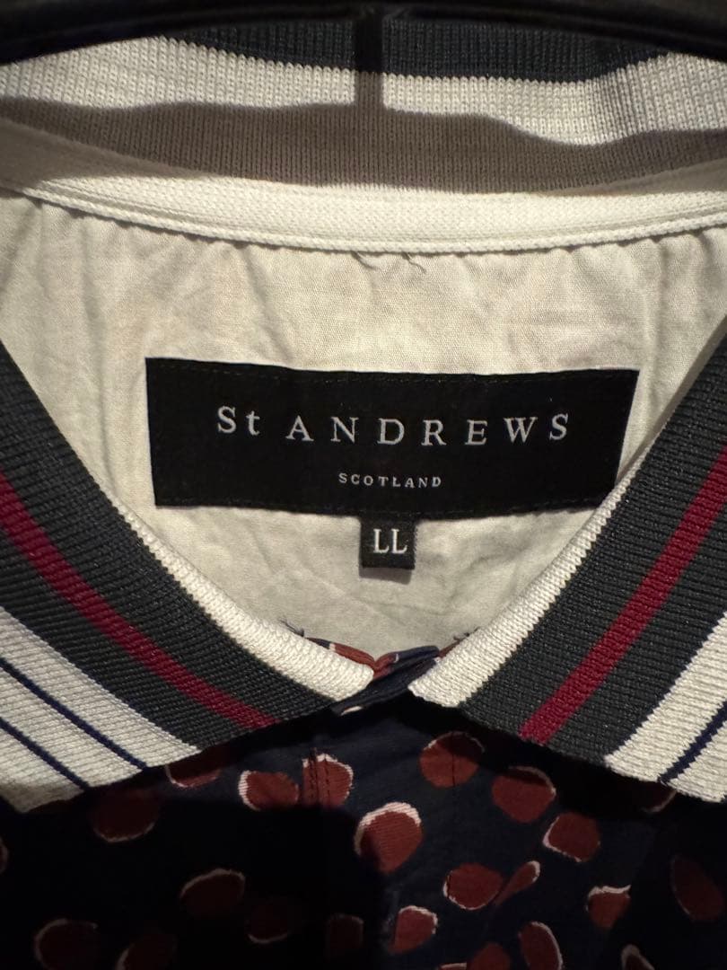 （新品未使用）St Andrews ドット柄 ゴルフシャツ LL