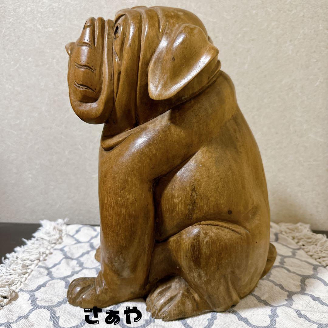 木彫動物⑅犬(ブルドッグ)⑅インドネシア