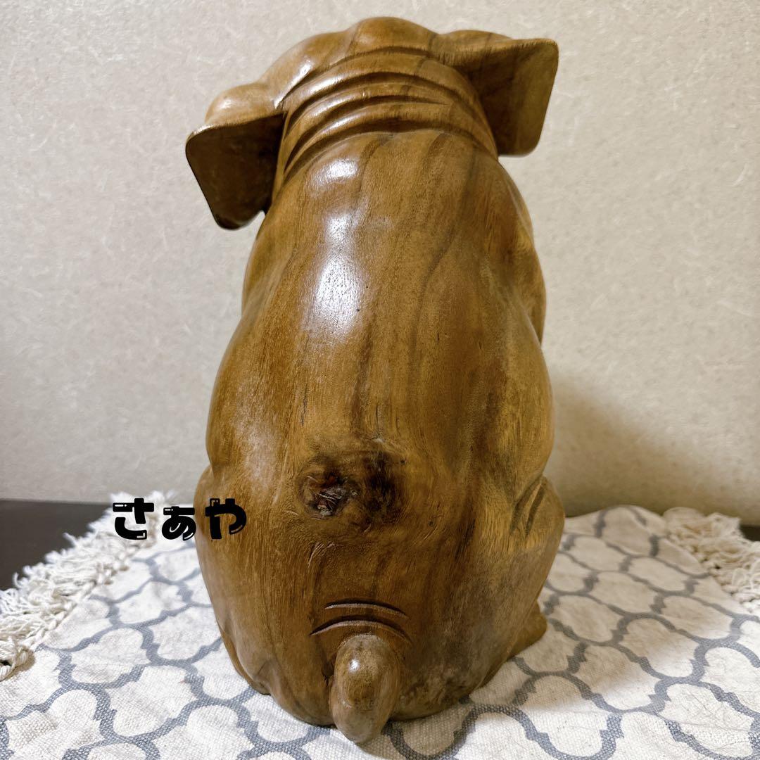 木彫動物⑅犬(ブルドッグ)⑅インドネシア
