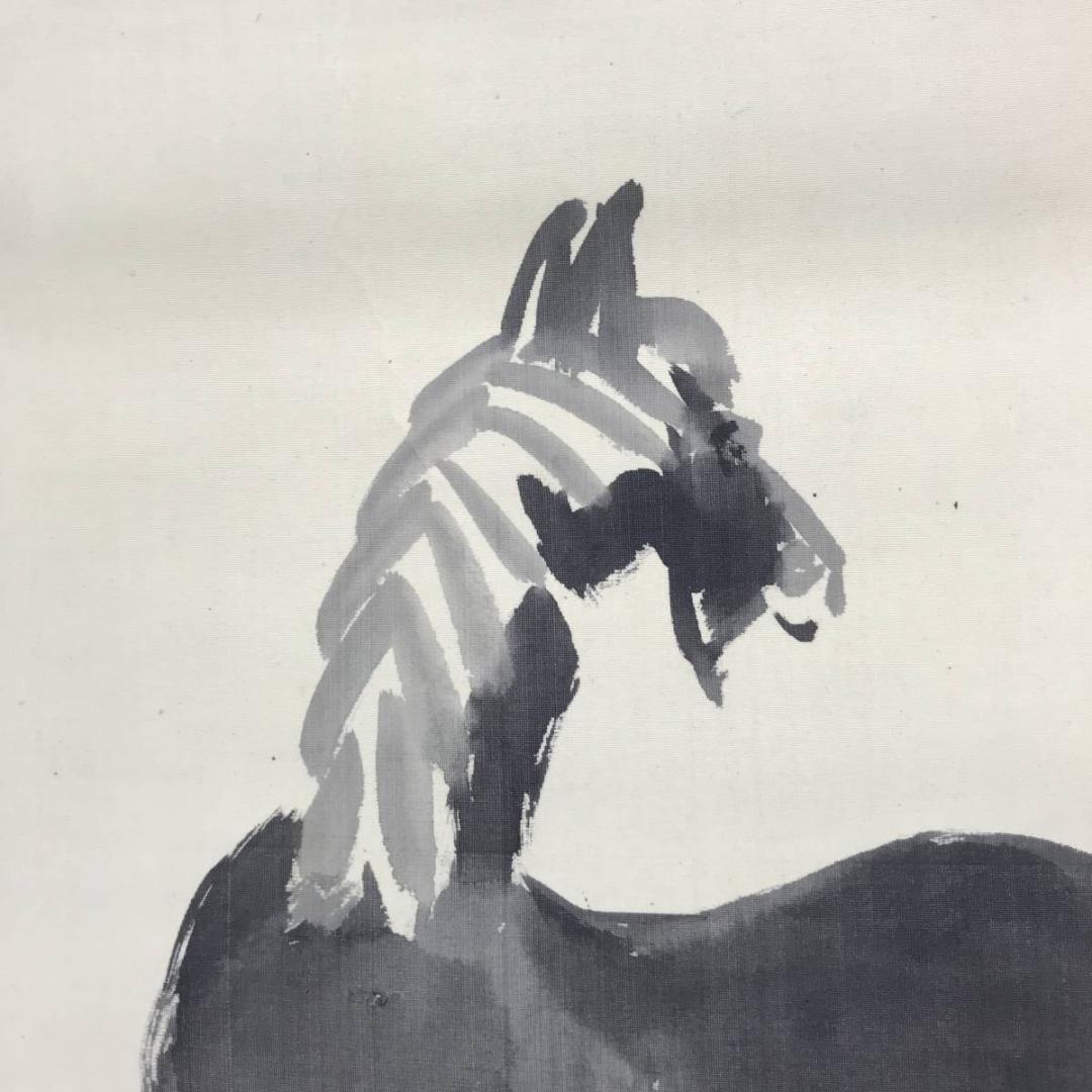 巖谷小波/馬に俳句/馬画賛/掛軸/名家伝来/AC-51