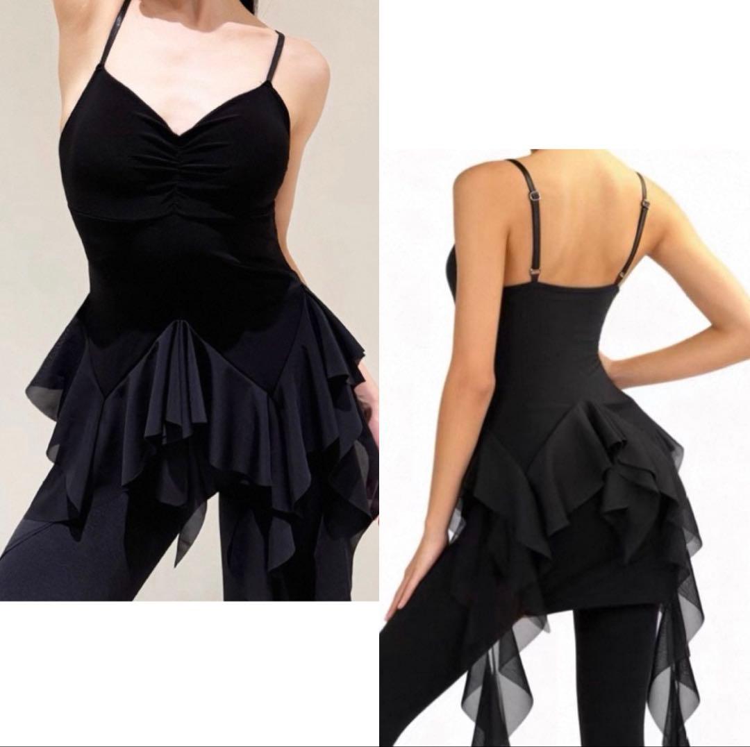 社交ダンス★新品★パーティー★レッスン★ストレッチ★レオタード★フリル★M