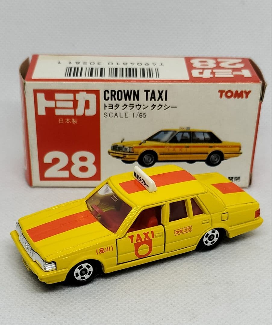 《赤箱トミカ28-5-5》トヨタクラウンタクシー【品川 タクシー】未使用箱シミ有