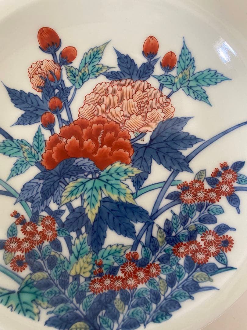 有田焼　今右衛門窯　色鍋島芙蓉絵額皿