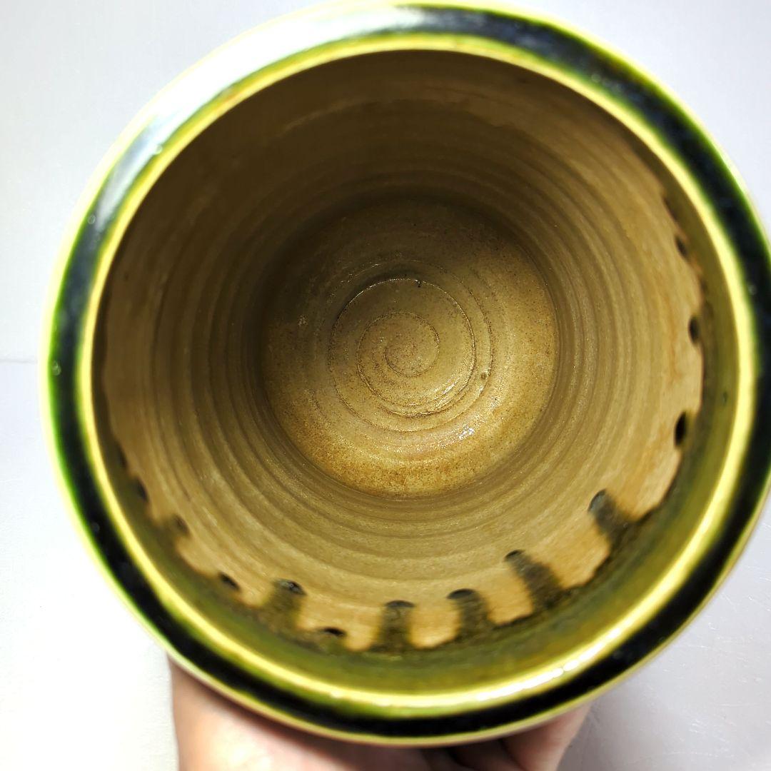 茶道具　花器　織部 藤原 一門