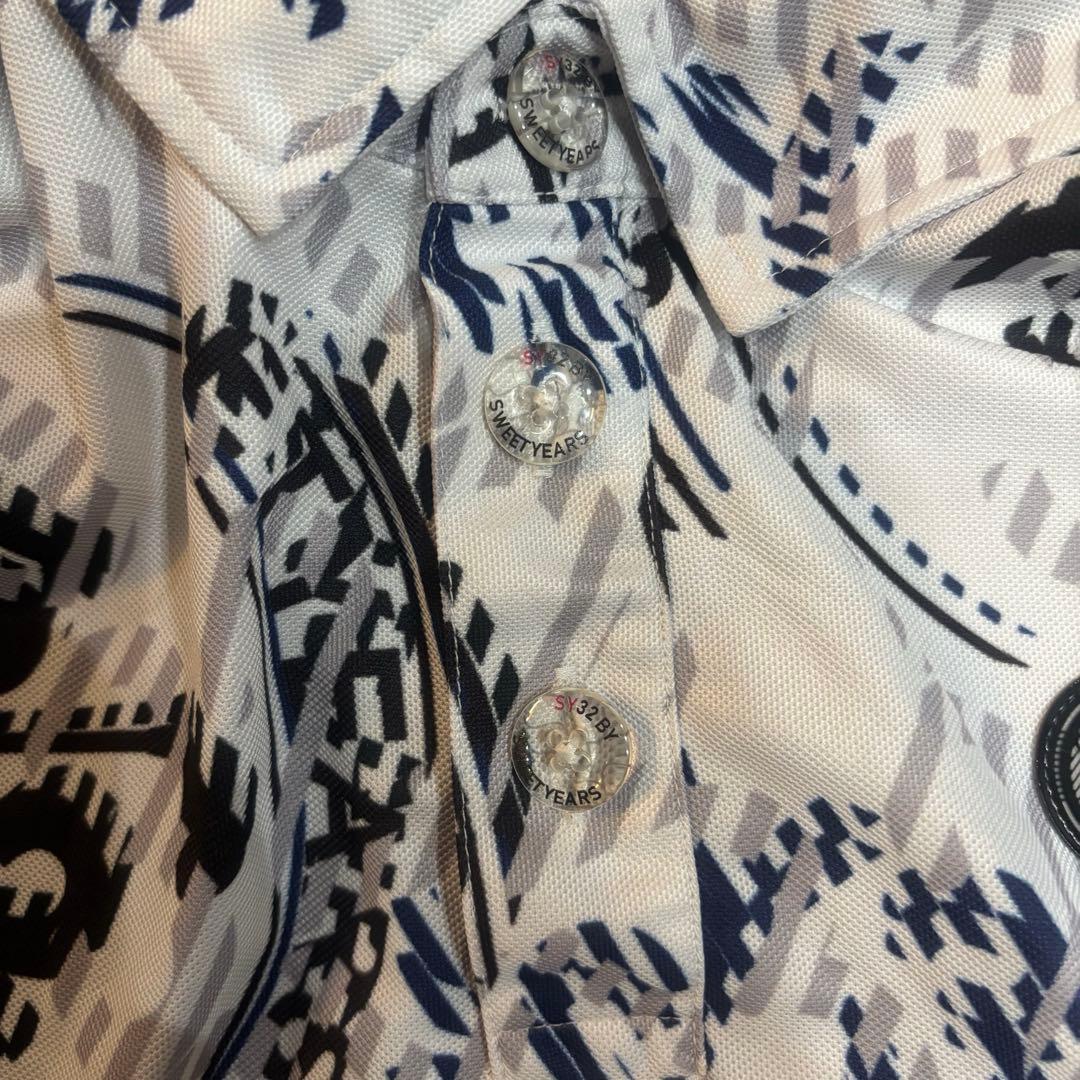 SY32bySWEETYEARS ポロシャツ 総柄 裾ドローコード L