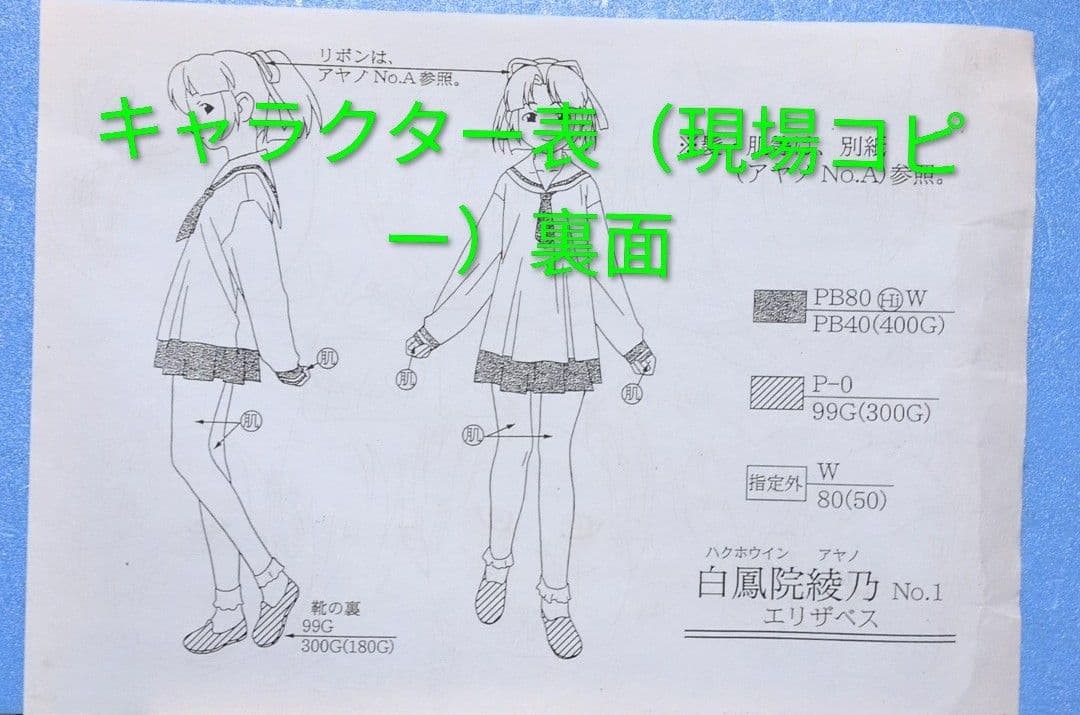 宇宙戦艦ヤマモトヨーコ　資料セット( 綾乃さんセル画＆原画セット）