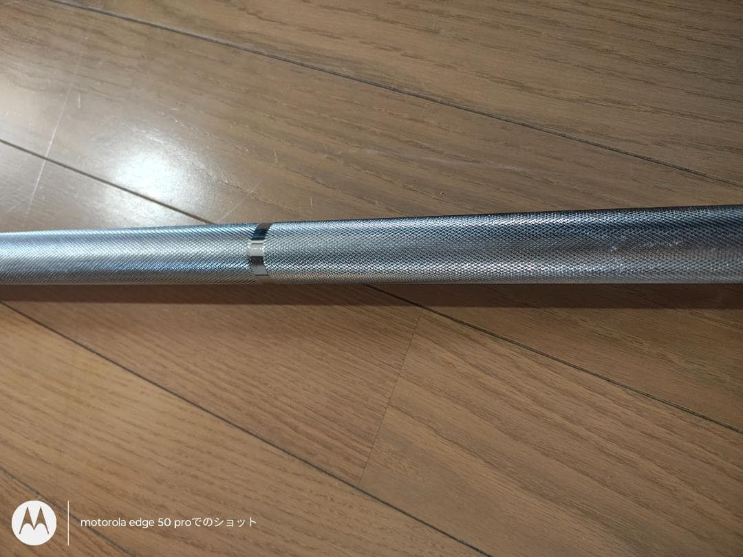 中古品★オリンピック バーベルシャフト★スチール製 赤エンドキャップ★約20kg