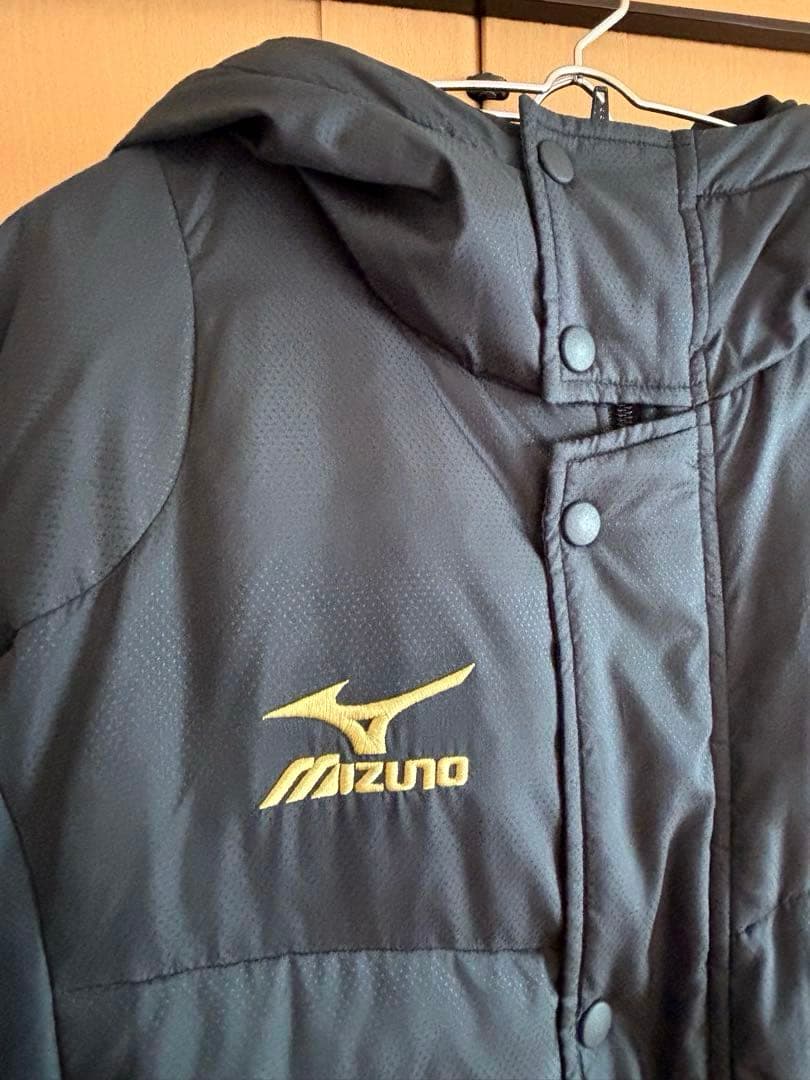 ★Mizuno★フード付きロングダウンジャケット黒 M ベンチコートダウンコート