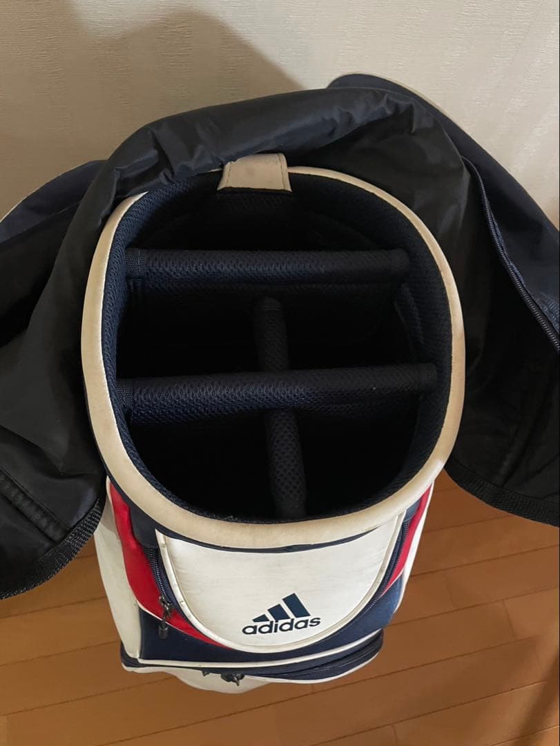 adidas キャディバッグ ホワイト ネイビー レッド　美品