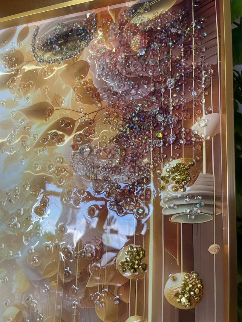 水晶絵　アートパネル　招き猫　金運　運気　運勢　縁起　クリスタル　絵画　アート