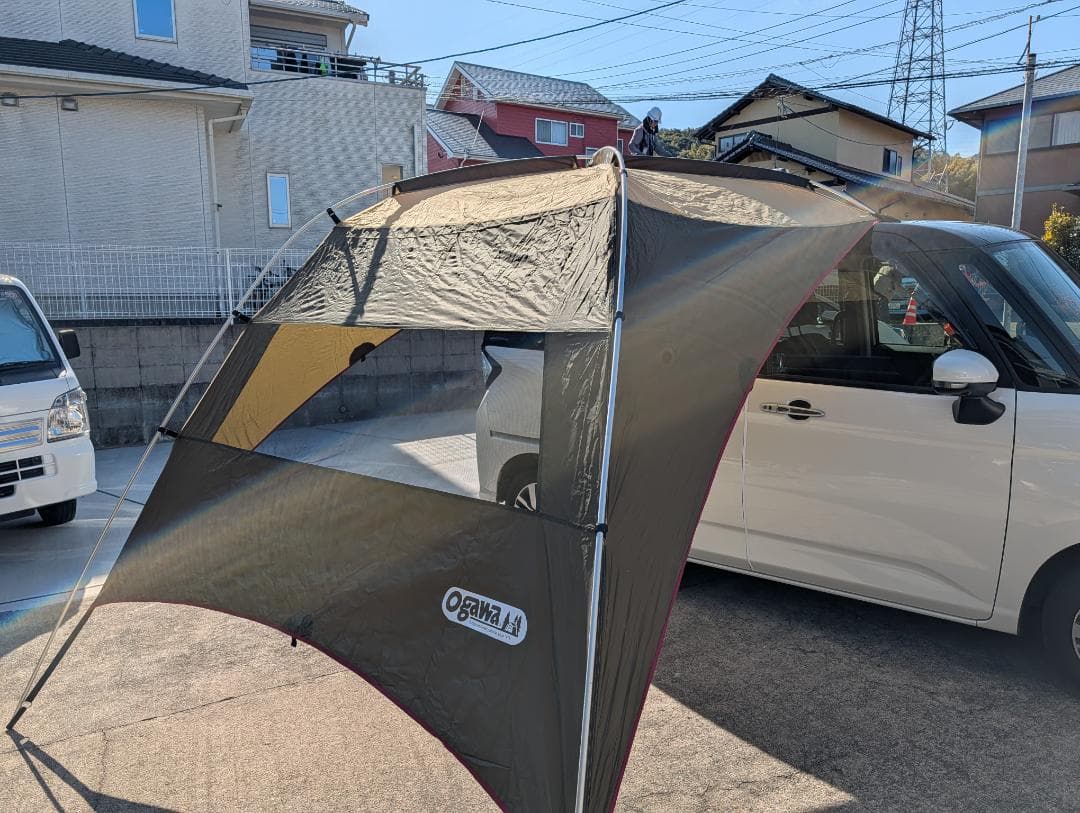 スズキ　スペーシアに適 タープ ベージュ・カーキ/バックネット付き