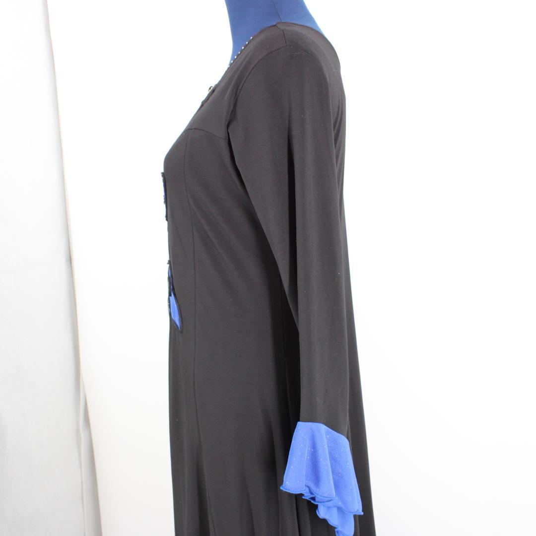 【美品 社交ダンス衣装】ワンピース ドレス un×Ⅱ 青 黒 花柄 かわいい