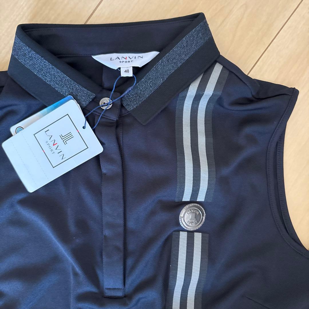 LANVIN レディース ゴルフノースリーブシャツ 40 ブラック