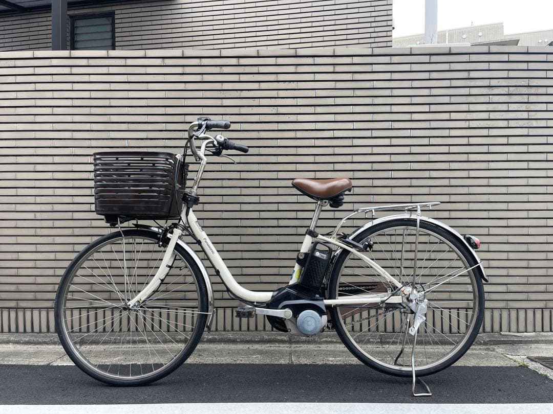 パナソニック電動アシスト自転車 ホワイト バスケット付き26DPTR02