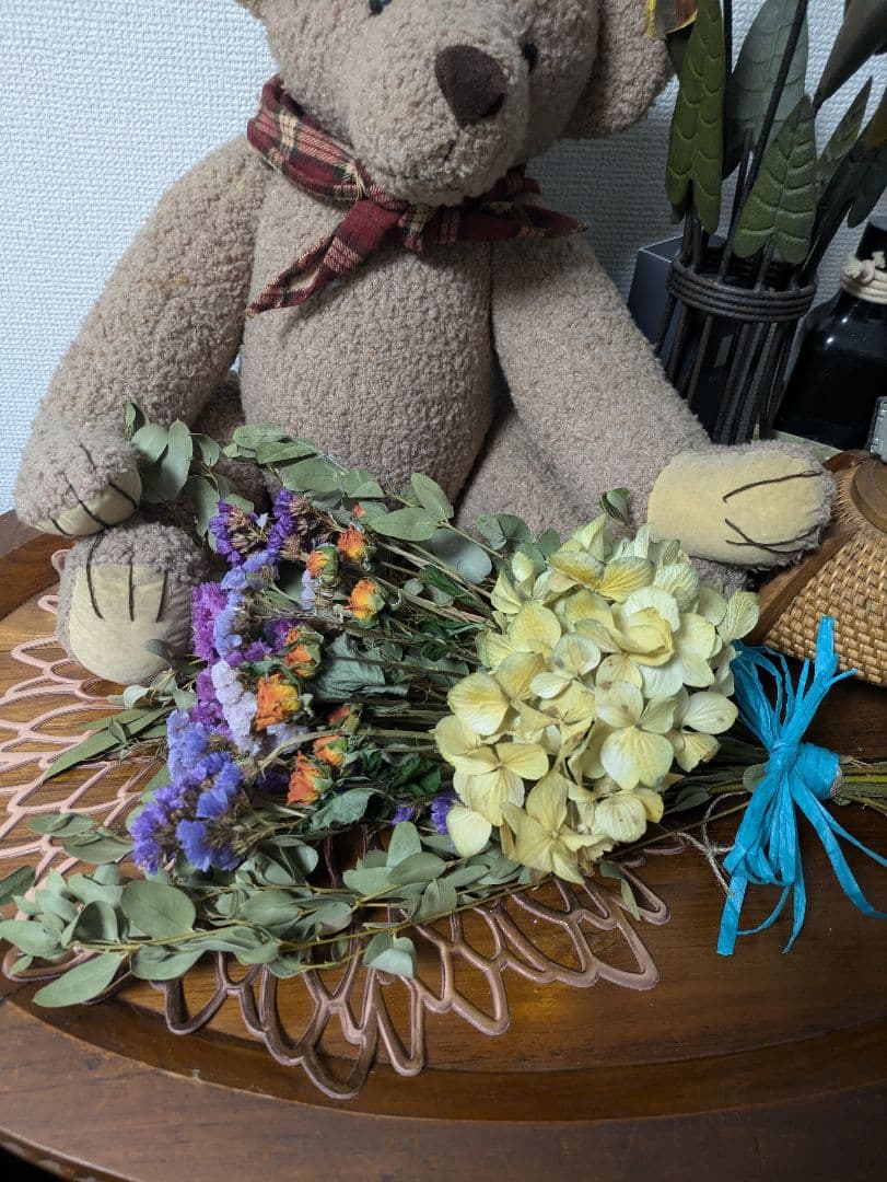 ドライフラワー★ナチュラルスワッグ★ミニ薔薇　紫陽花　インテリア♪1点物♪癒し♪