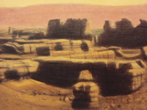 平山郁夫、高昌故城、希少画集画、新品高級額、額装付、状態良好、油彩 風景
