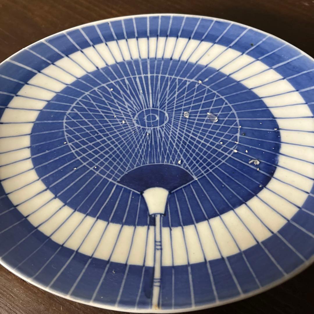 古伊万里　傘図　中皿　幕末明治　骨董　アンティーク　検:秦秀雄　白洲正子　李朝