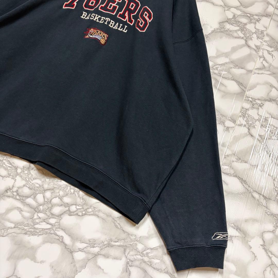 一点物 超ビッグサイズ　Reebok 76ers旧ロゴ刺繍スウェット　ビンテージ