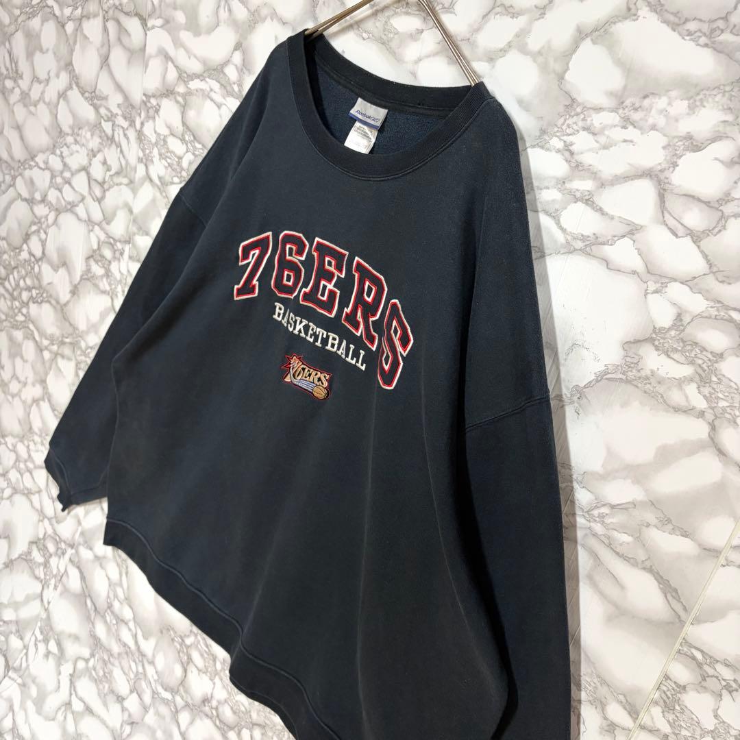 一点物 超ビッグサイズ　Reebok 76ers旧ロゴ刺繍スウェット　ビンテージ