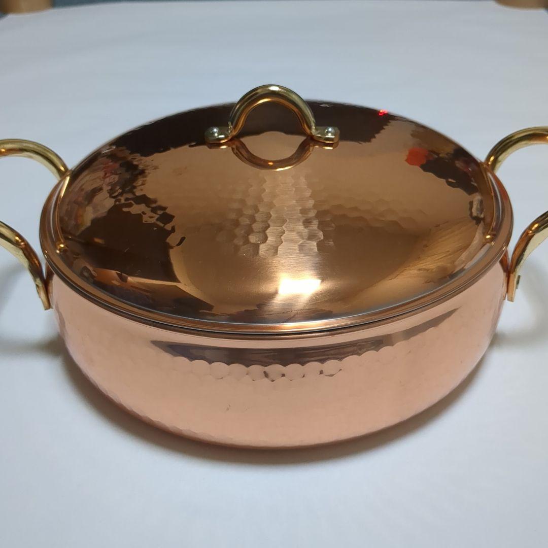 【美品・希少】燕三条 鈴木製作所 　純銅製　両手鍋 24cm​熱伝導良！省エネ！