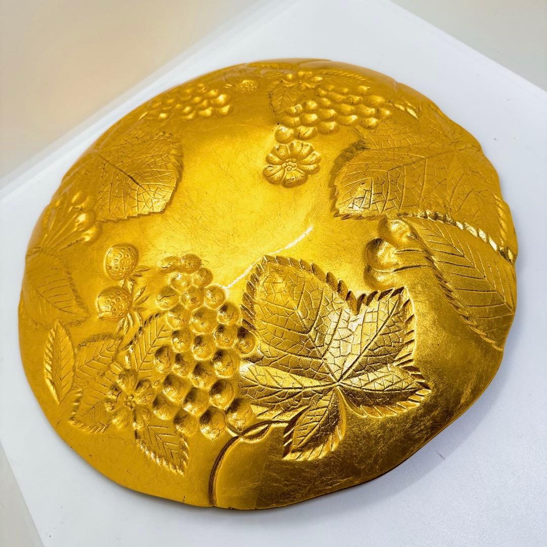 【新品未使用】骨董品　フルーツ柄　金皿　フルーツ盛り皿 アンティーク 盛り皿