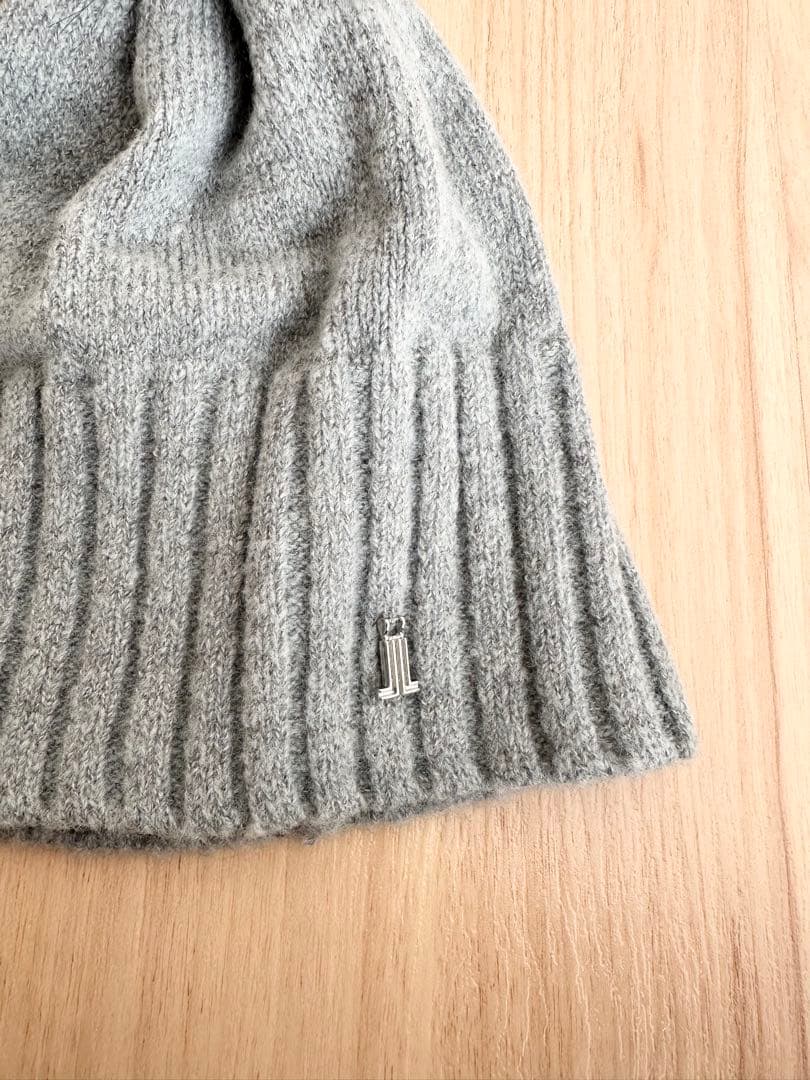 【美品】定価17,600円LANVIN SPORTグレー ファーボンボンニット帽