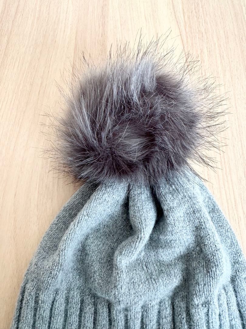 【美品】定価17,600円LANVIN SPORTグレー ファーボンボンニット帽