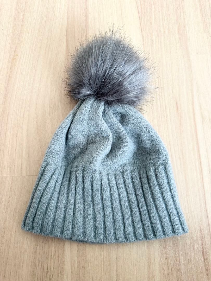 【美品】定価17,600円LANVIN SPORTグレー ファーボンボンニット帽