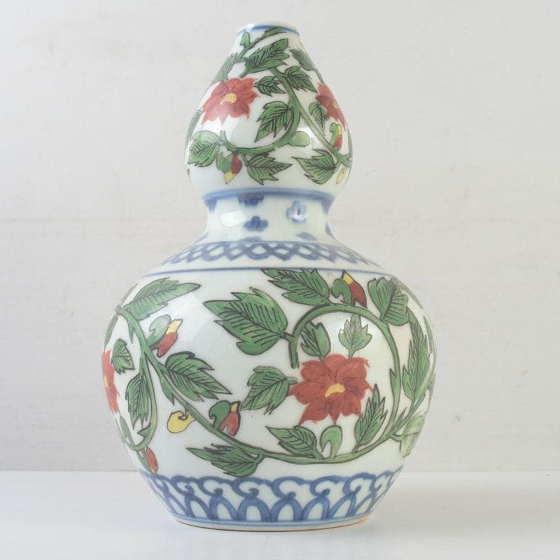 中国　色絵　花草文　瓢形瓶　花瓶　V　A7A