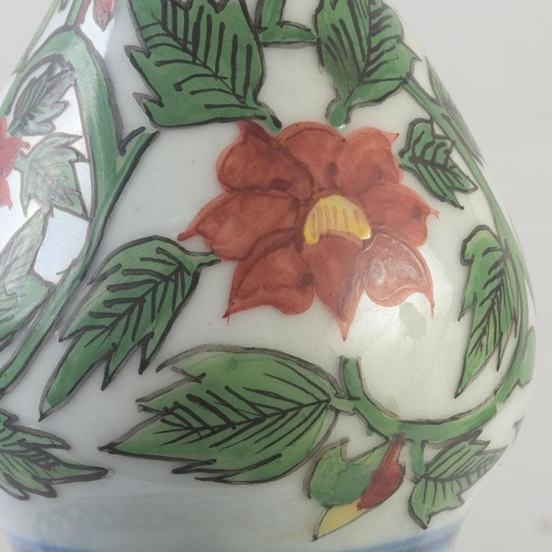 中国　色絵　花草文　瓢形瓶　花瓶　V　A7A
