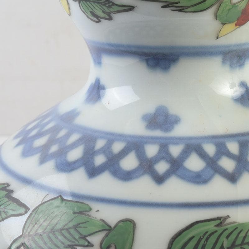 中国　色絵　花草文　瓢形瓶　花瓶　V　A7A