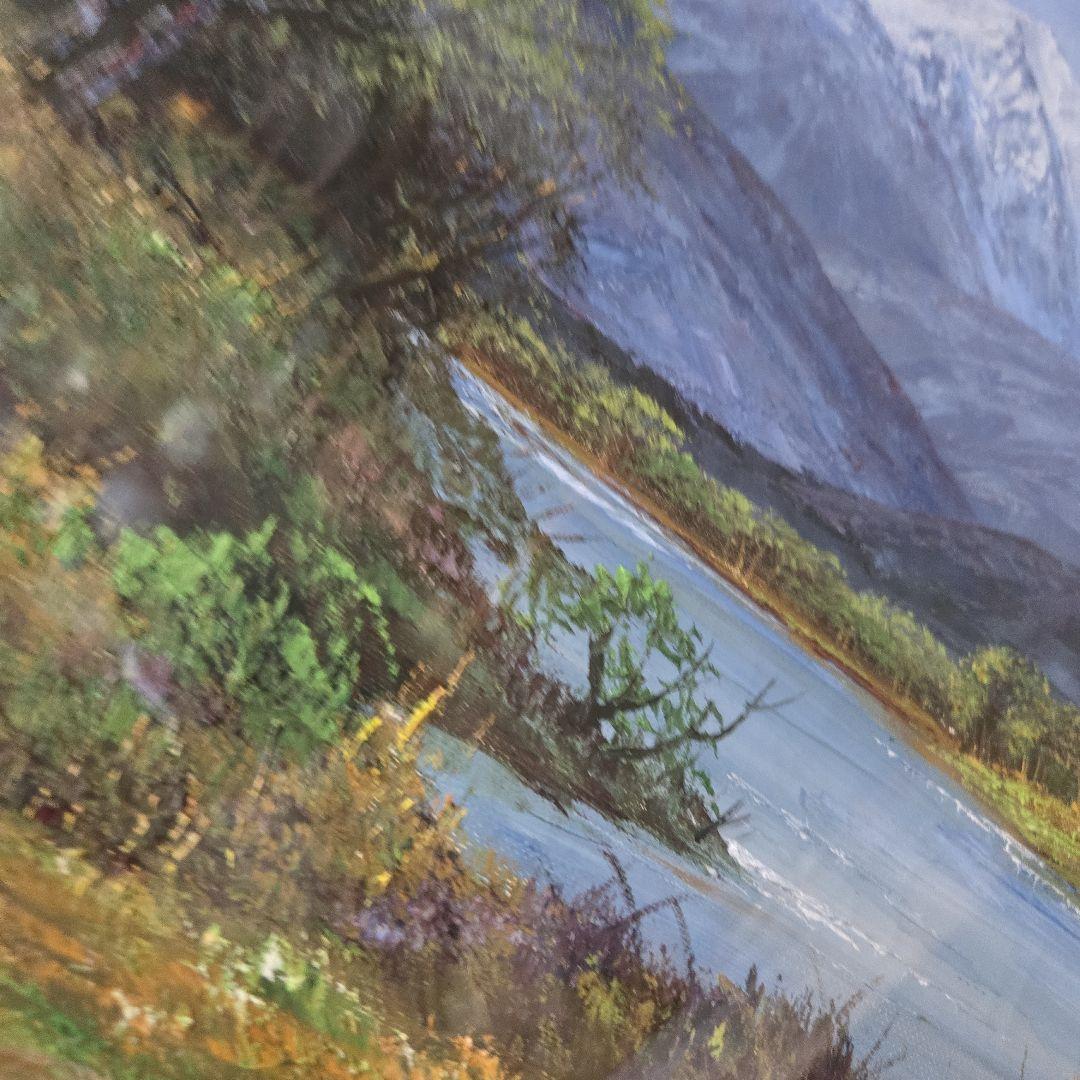 H. Osgood　小川久雄　 油彩画 山と川の風景