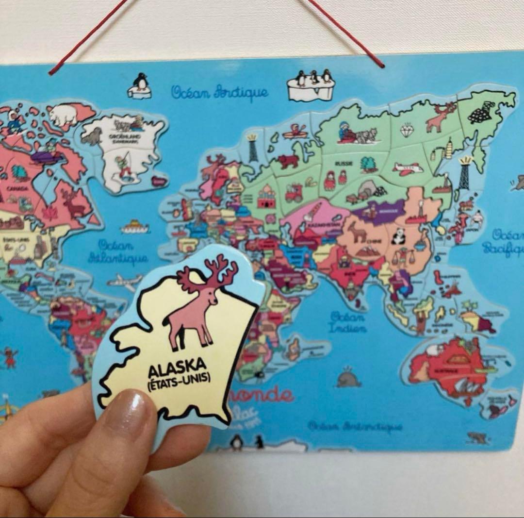 janodジャノー マグネット・ワールドマップ・パズル 世界地図 知育玩具