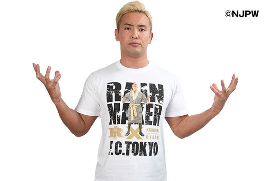 新日本プロレス　オカダ・カズチカ　FC東京コラボ　Tシャツ　ホワイト　XL