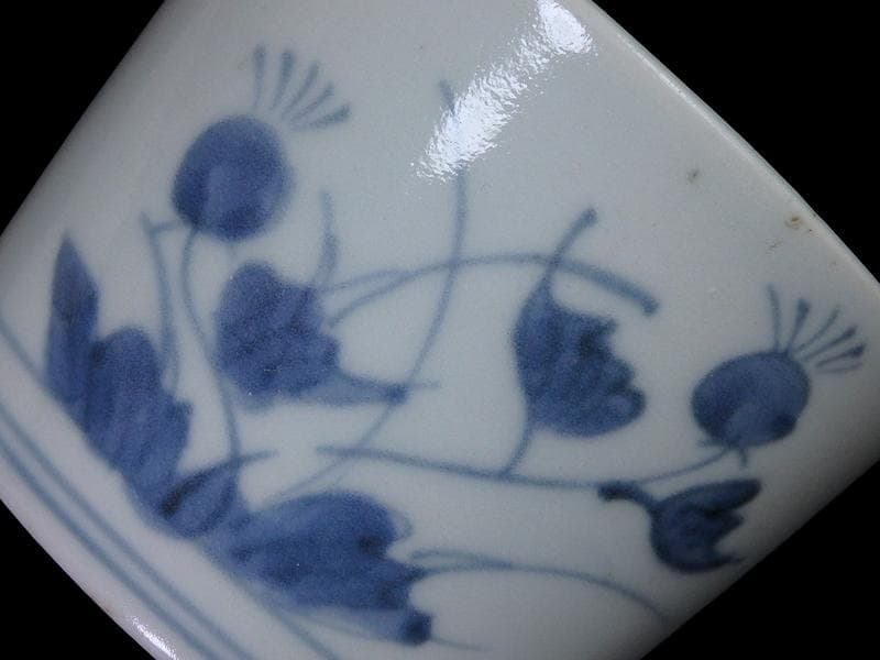 古伊万里　染付　薊の図　蕎麦猪口　832AS-fbvw