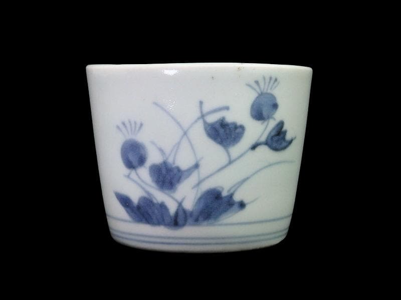 古伊万里　染付　薊の図　蕎麦猪口　832AS-fbvw