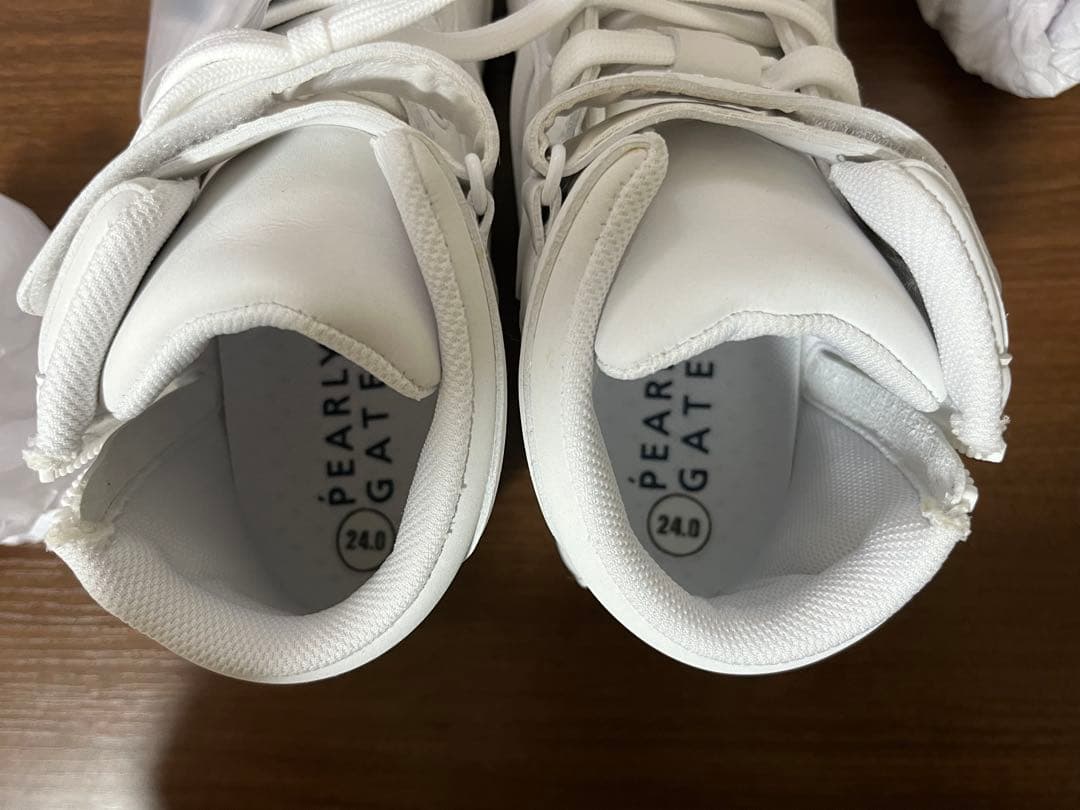 新品【PEARLY GATES 】 ゴルフシューズ 24.0ハイカット　ホワイト