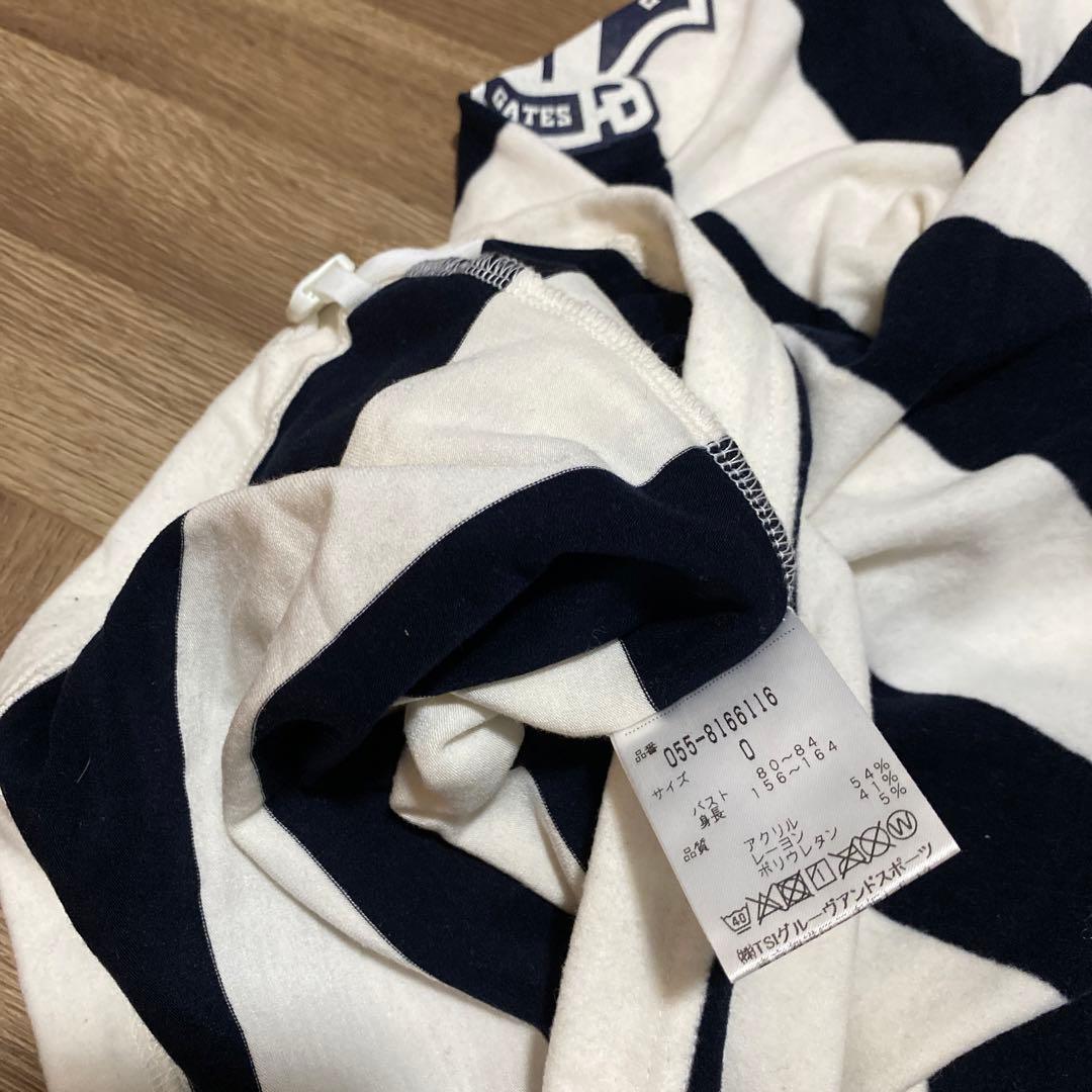 美品♡パーリーゲイツ♡モックシャツ♡ジップ♡ボーダー♡ホワイト♡ネイビー♡S