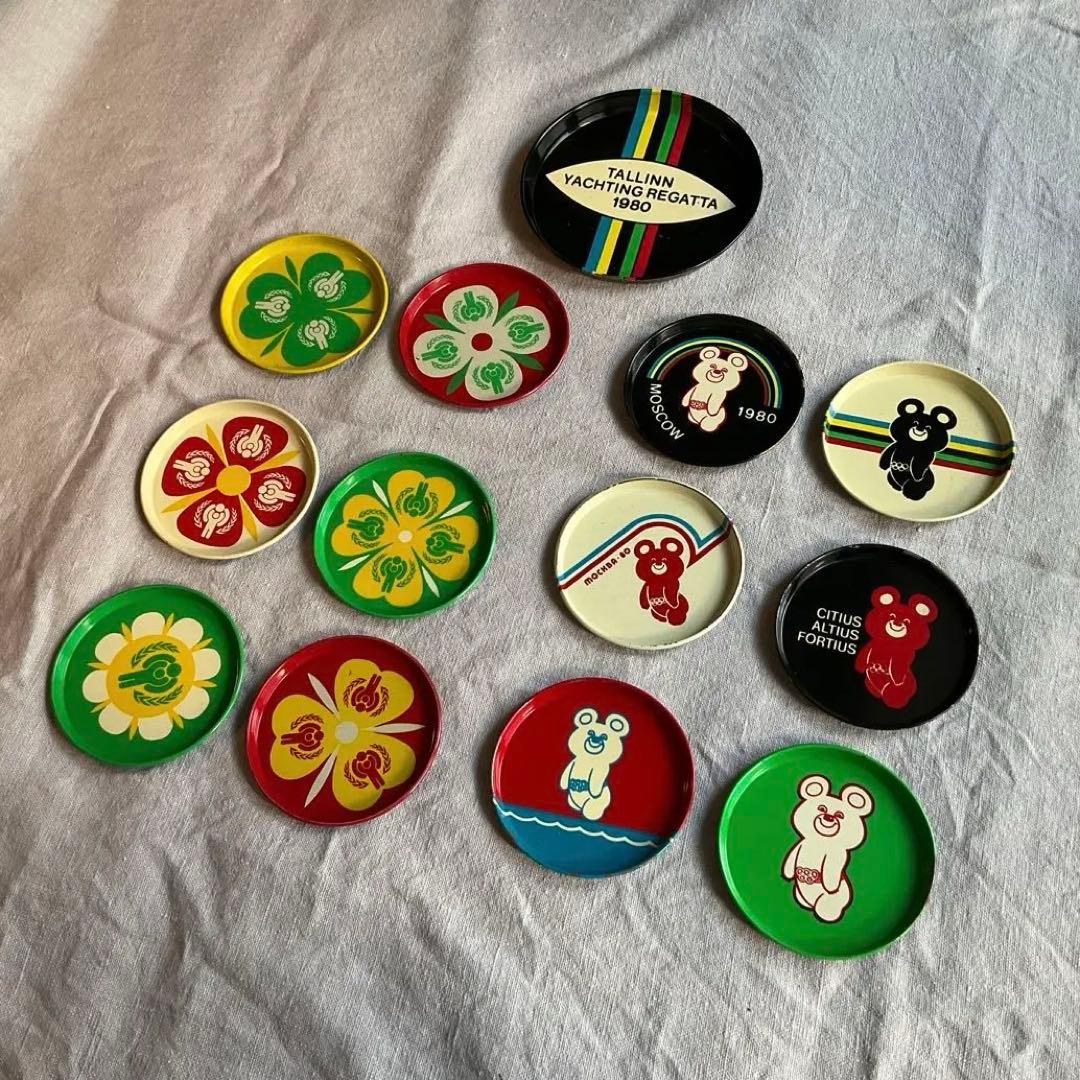 こぐまのミーシャ 1980年　モスクワオリンピック　ブリキ　小皿　13点