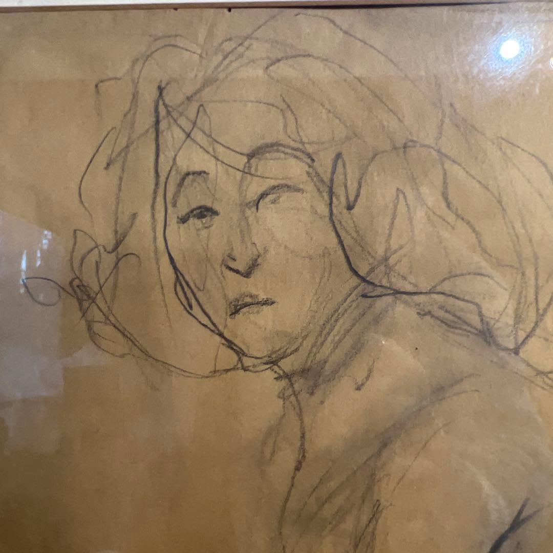 中畑艸人　ヌード鉛筆画額装済み