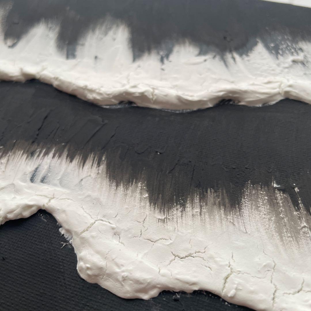 黒い海｜現代アート　絵画 テクスチャーアート　モダン　壁掛け　ブラック　F4
