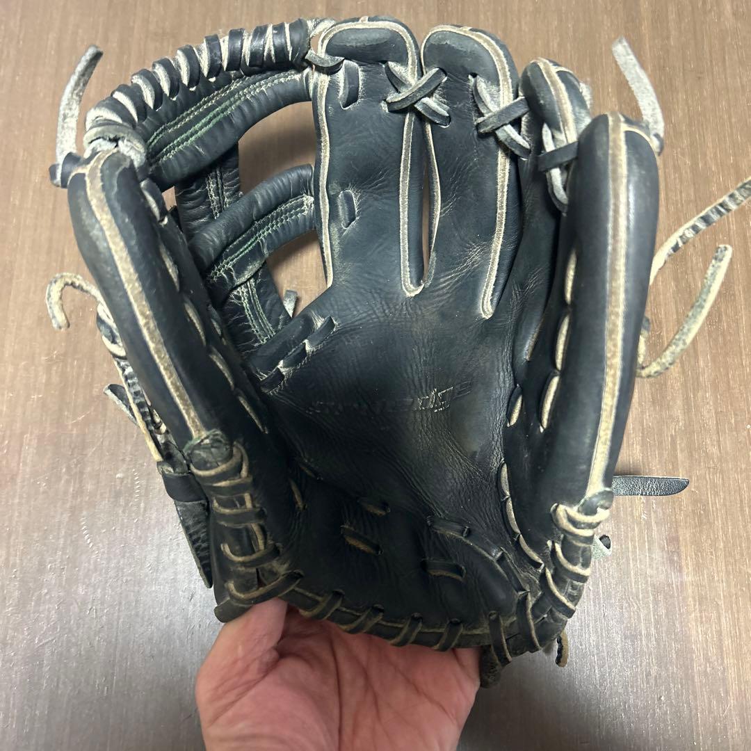 S 黒 レザー 野球グローブ ストライプデザイン