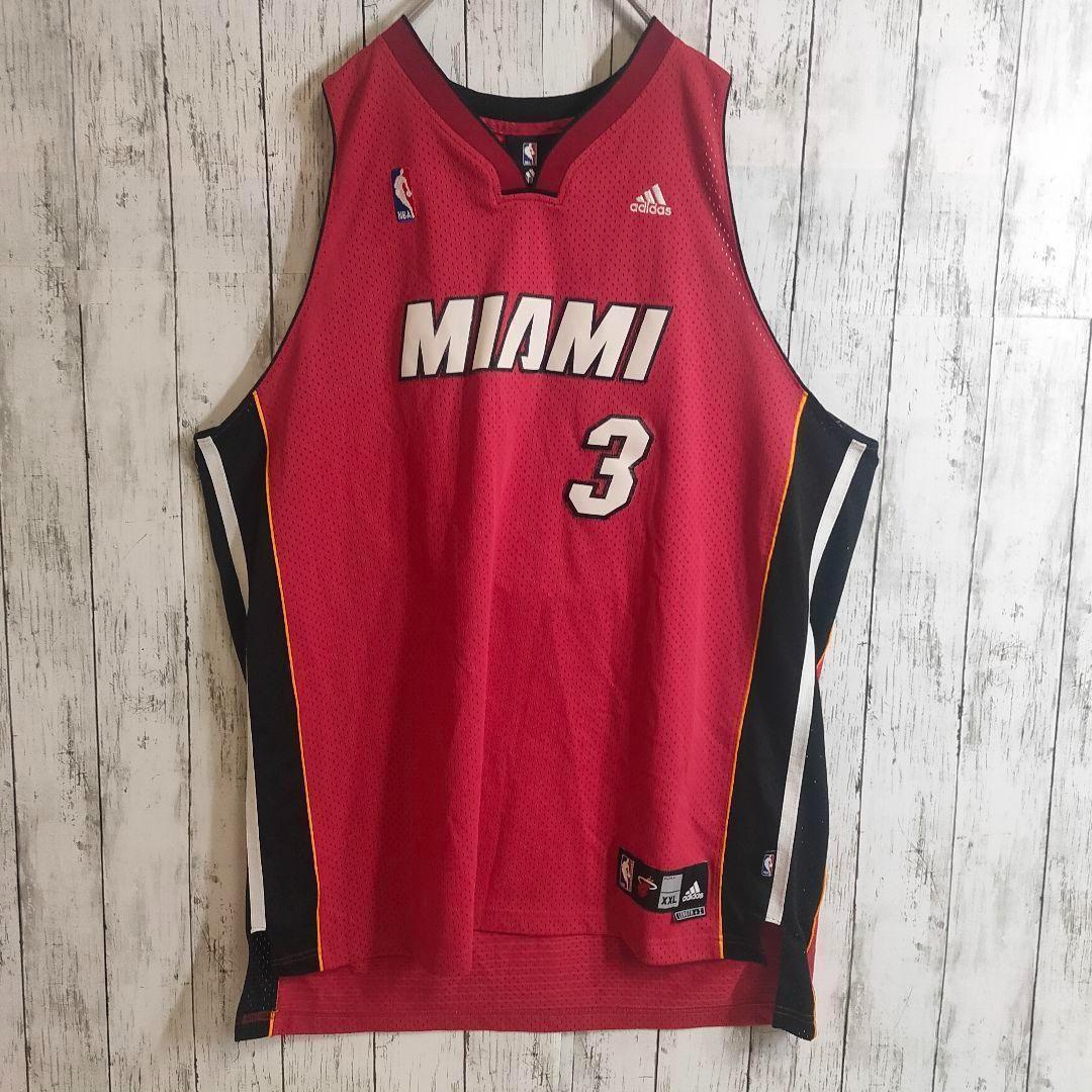riku【NBA】 XXL 赤 黒 マイアミ・ヒート ウェイド バスケ